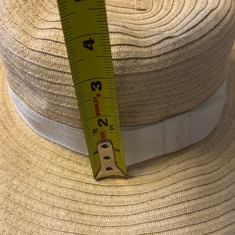 Gymboree Tan Straw Hat with White Ribbon
